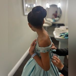 Blue rhinestone dress.